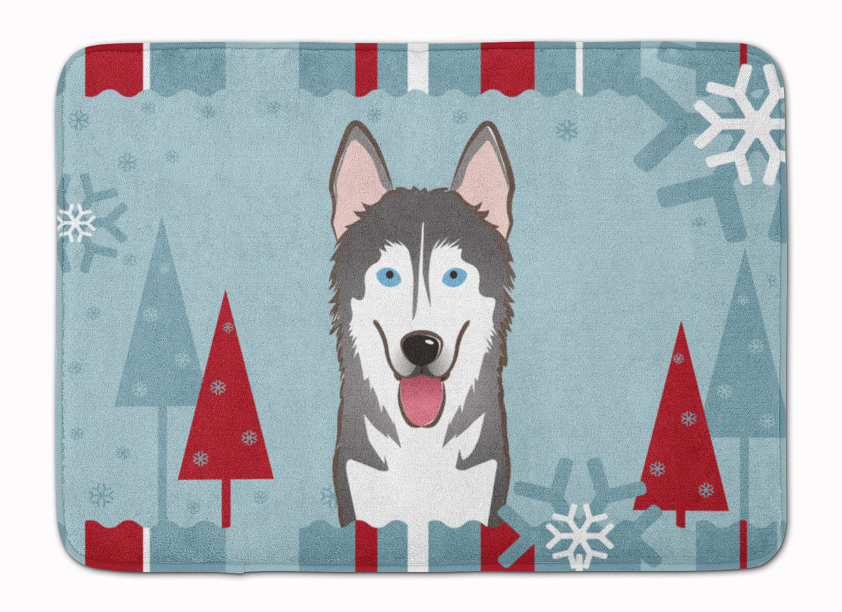 Winter Holiday Alaskan Malamute Machine Washable Memory Foam Mat BB1714RUG - the-store.com