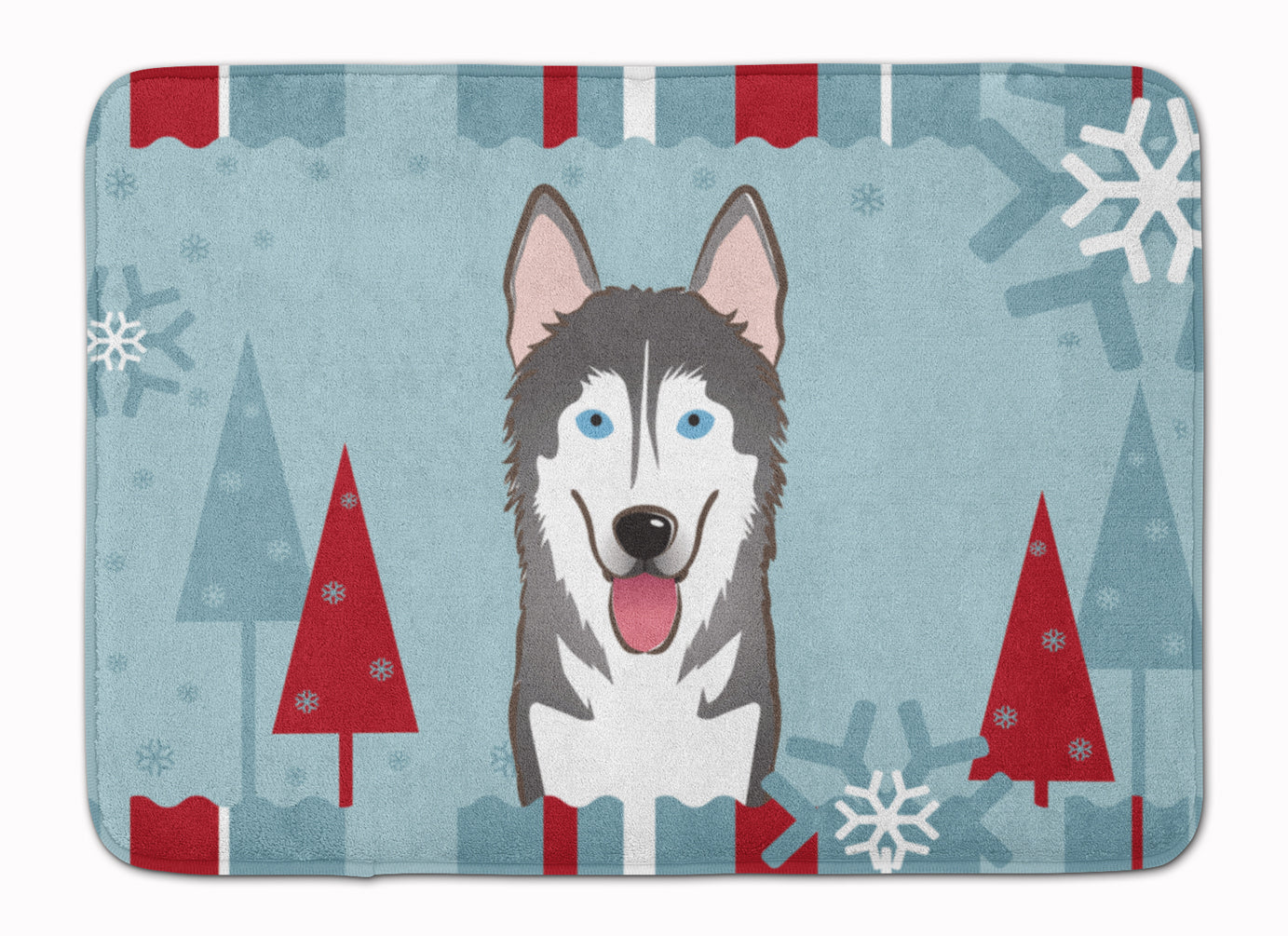 Winter Holiday Alaskan Malamute Machine Washable Memory Foam Mat BB1714RUG - the-store.com