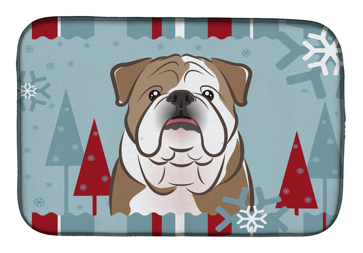 Winter Holiday English Bulldog  Dish Drying Mat BB1715DDM  the-store.com.