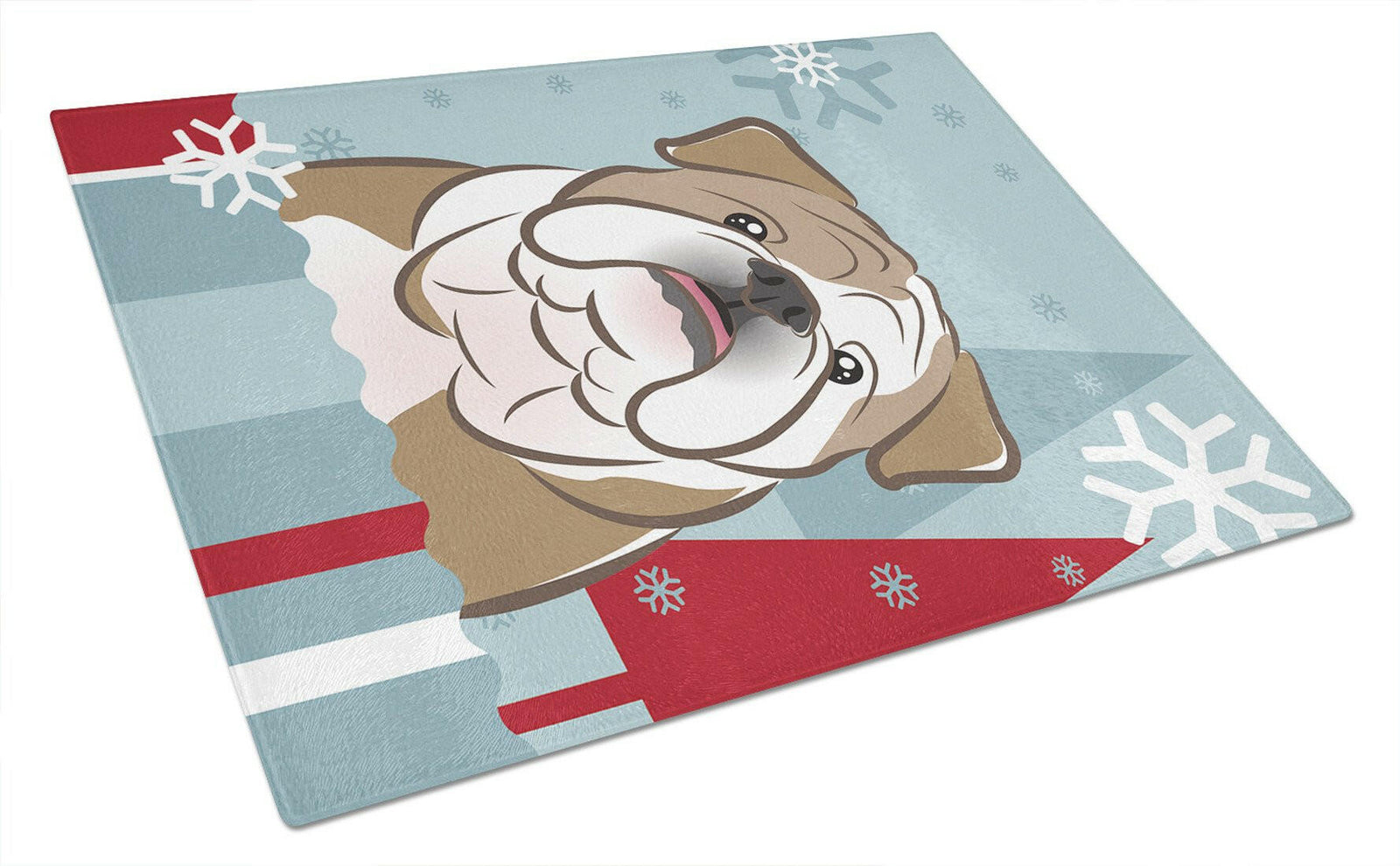 Winter Holiday English Bulldog  Glass Cutting Board Large BB1715LCB by Caroline's Treasures