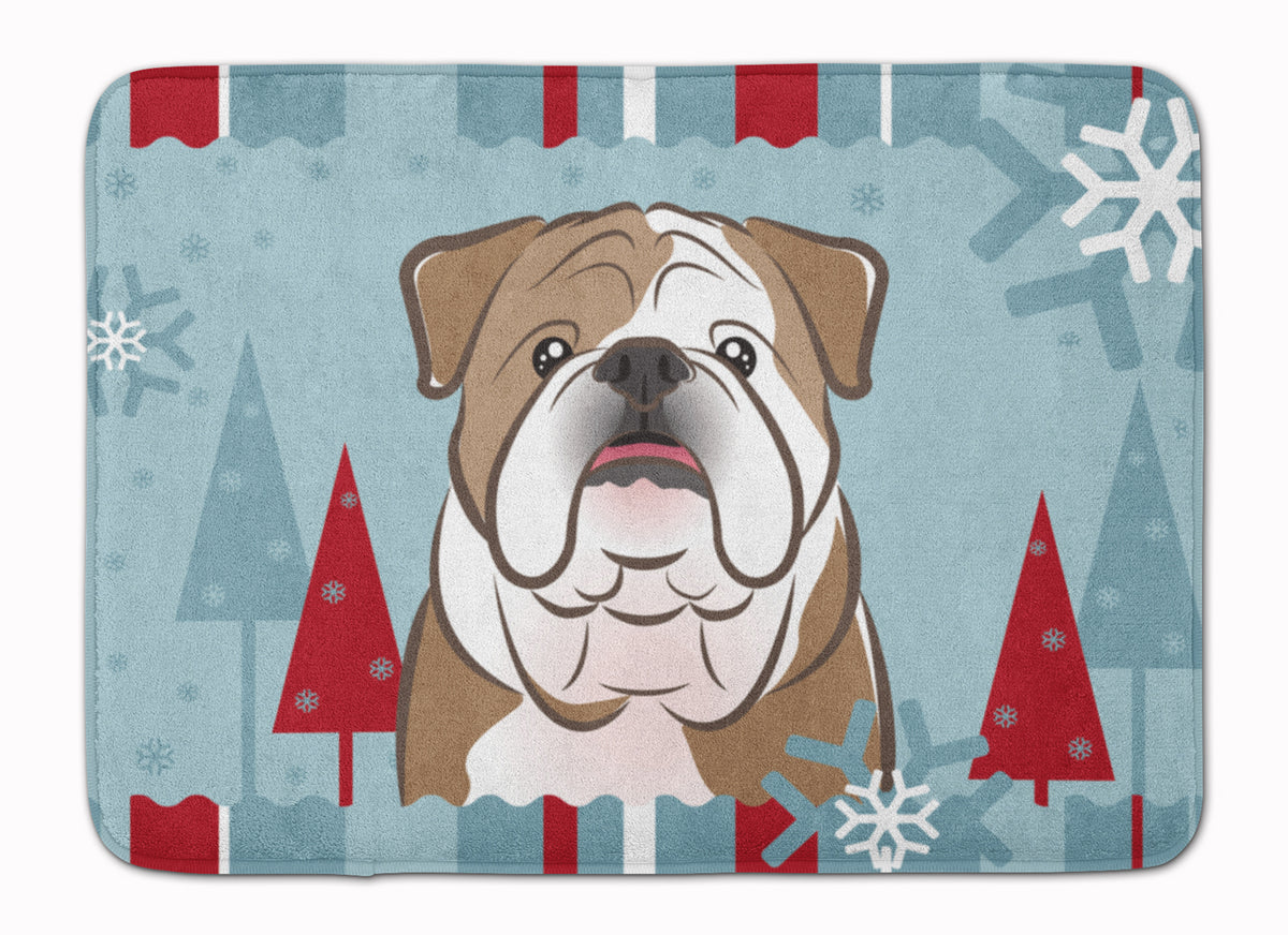 Winter Holiday English Bulldog  Machine Washable Memory Foam Mat BB1715RUG - the-store.com