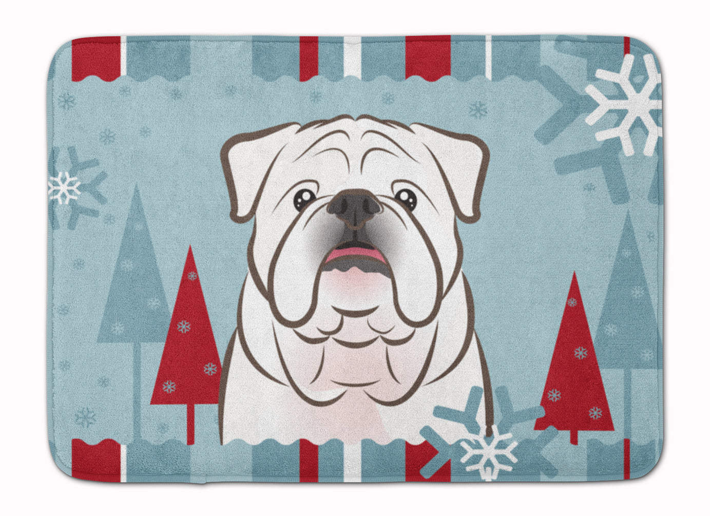 Winter Holiday White English Bulldog  Machine Washable Memory Foam Mat BB1716RUG - the-store.com