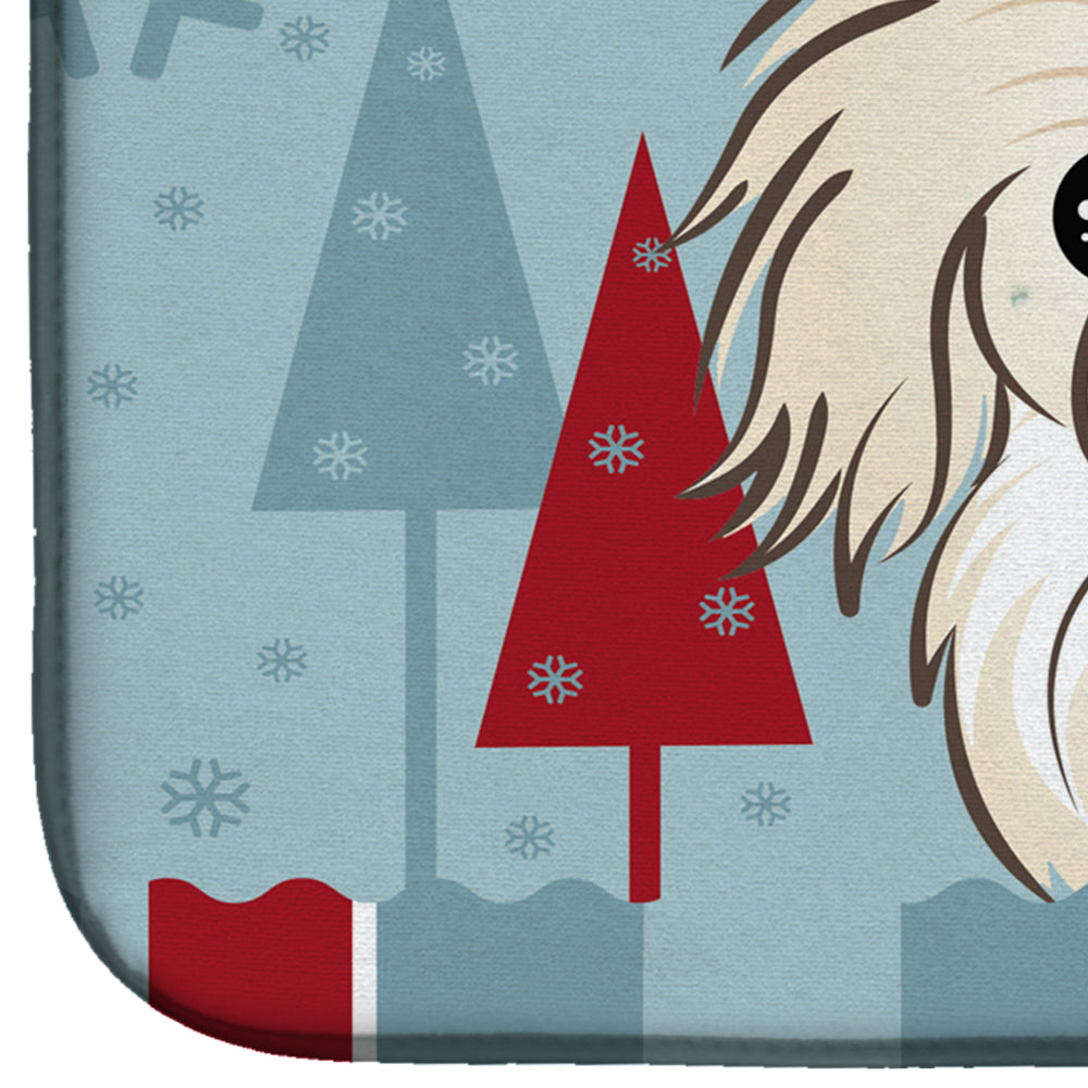 Winter Holiday Pekingese Dish Drying Mat BB1717DDM  the-store.com.