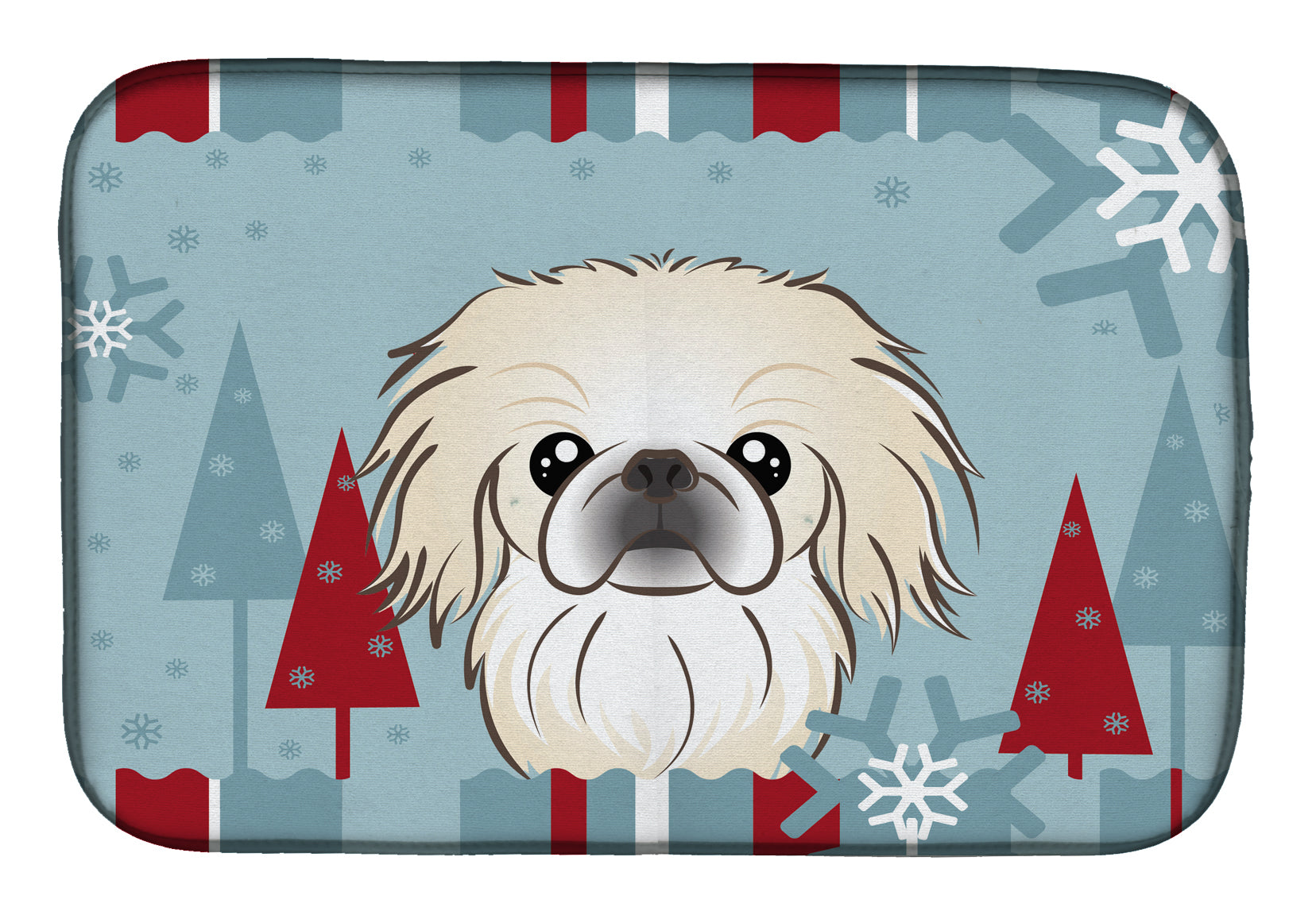 Winter Holiday Pekingese Dish Drying Mat BB1717DDM  the-store.com.