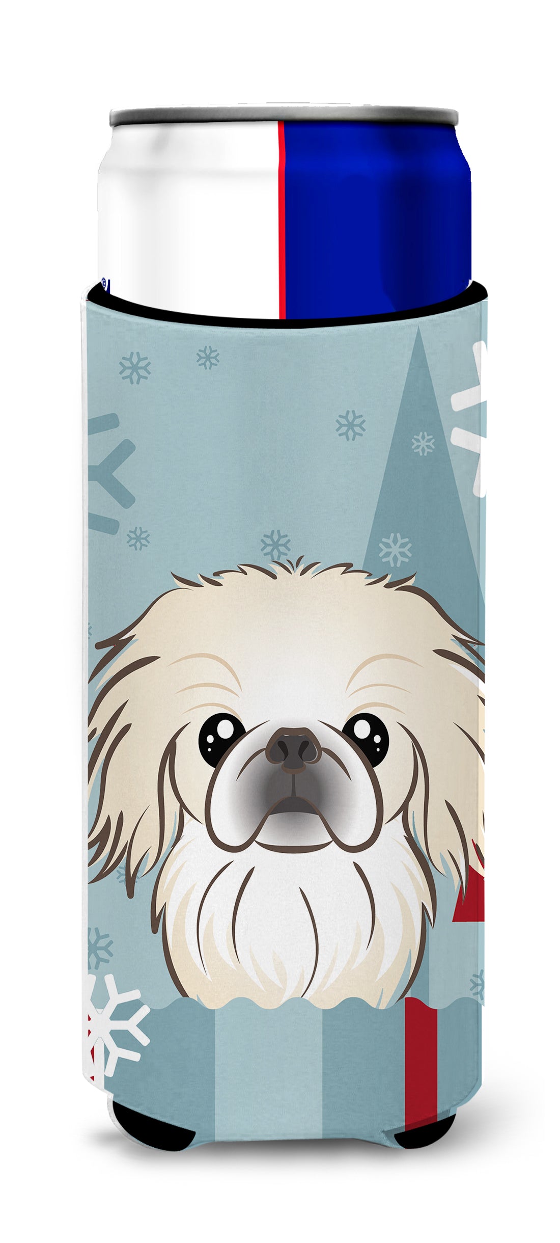 Winter Holiday Pekingese Ultra Beverage Insulators for slim cans BB1717MUK  the-store.com.