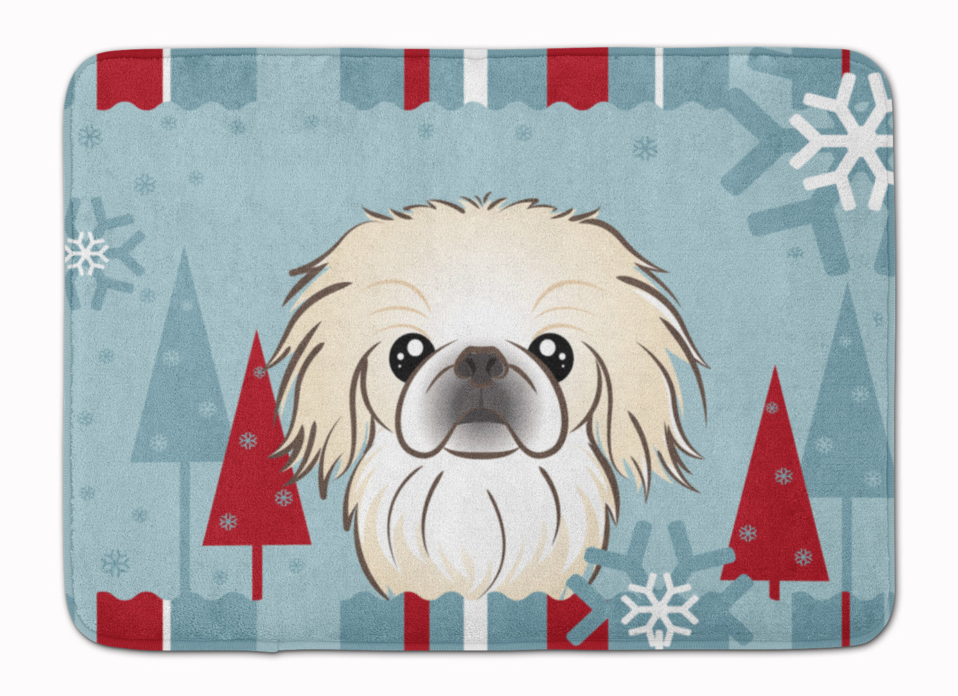 Winter Holiday Pekingese Machine Washable Memory Foam Mat BB1717RUG - the-store.com