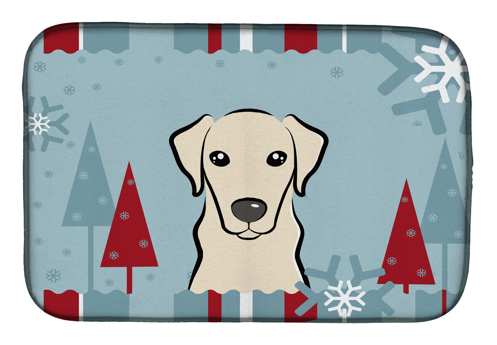 Winter Holiday Yellow Labrador Dish Drying Mat BB1718DDM  the-store.com.