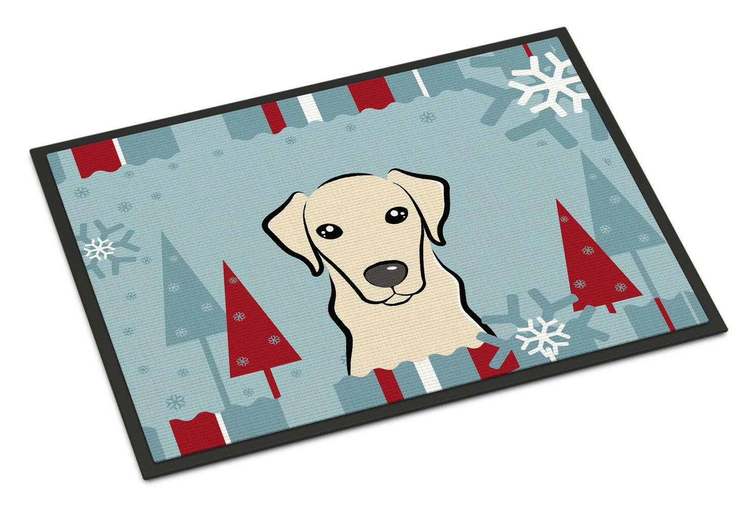 Winter Holiday Yellow Labrador Indoor or Outdoor Mat 24x36 BB1718JMAT - the-store.com