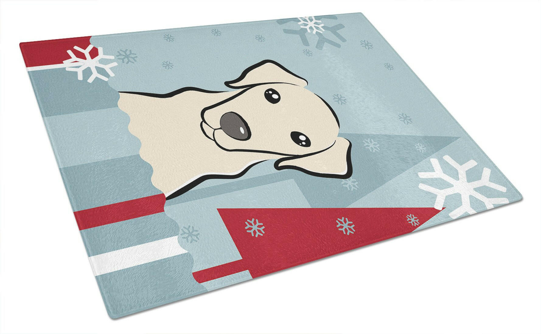 Winter Holiday Yellow Labrador Glass Cutting Board Large BB1718LCB by Caroline's Treasures