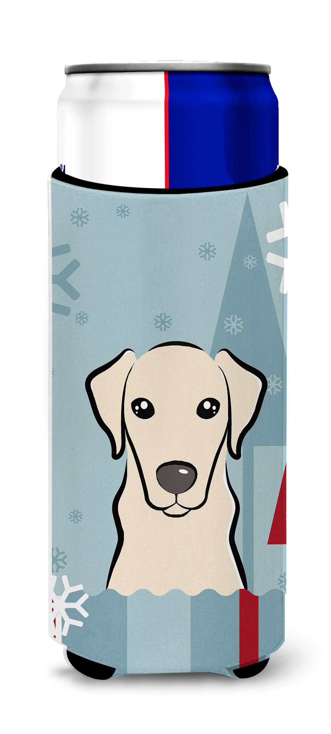 Winter Holiday Yellow Labrador Ultra Beverage Insulators for slim cans BB1718MUK  the-store.com.