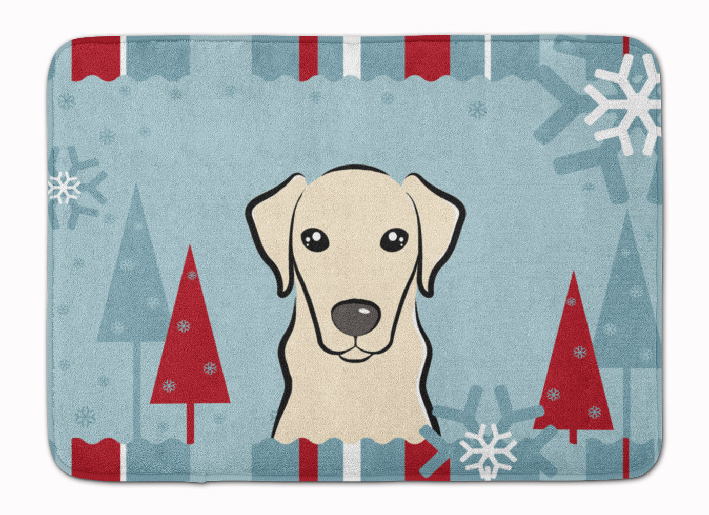 Winter Holiday Yellow Labrador Machine Washable Memory Foam Mat BB1718RUG - the-store.com