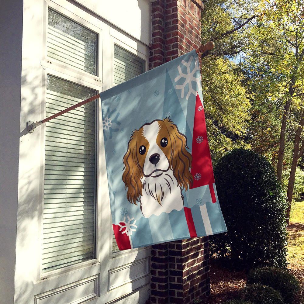 Winter Holiday Cavalier Spaniel Flag Canvas House Size BB1720CHF  the-store.com.