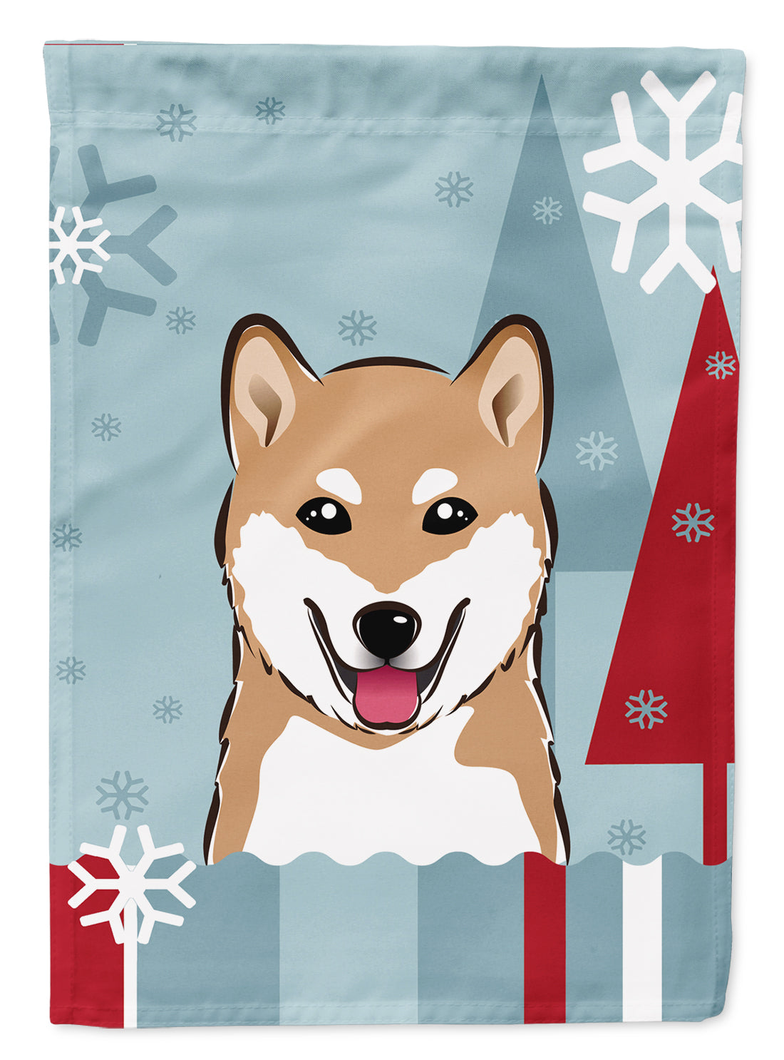 Winter Holiday Shiba Inu Flag Canvas House Size BB1721CHF  the-store.com.