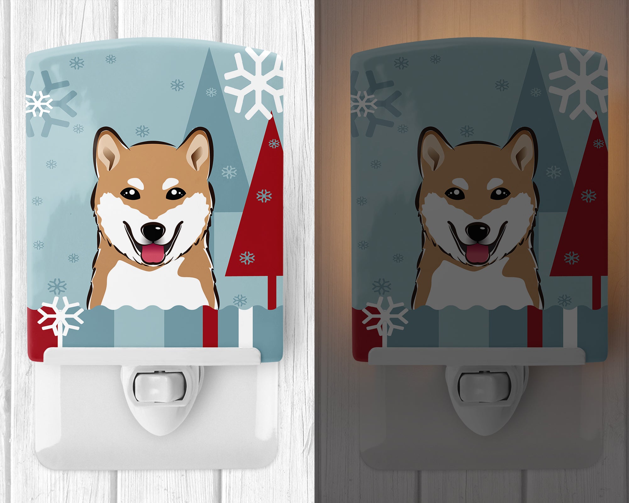 Winter Holiday Shiba Inu Ceramic Night Light BB1721CNL - the-store.com