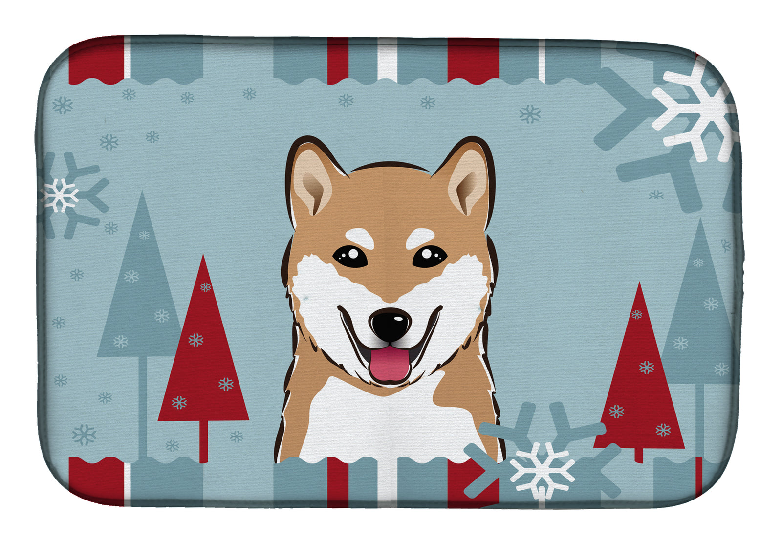 Winter Holiday Shiba Inu Dish Drying Mat BB1721DDM  the-store.com.