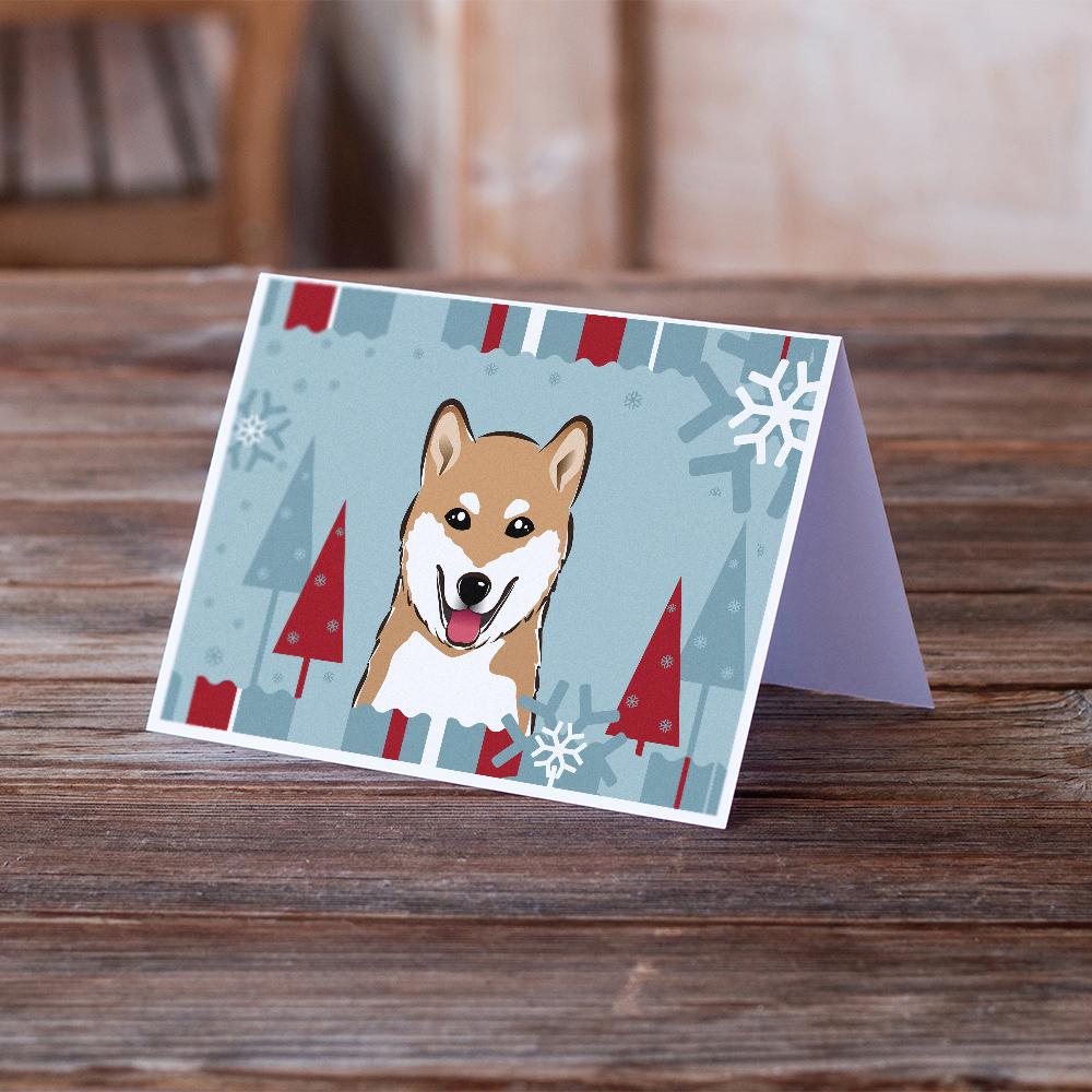 Winter Holiday Shiba Inu Greeting Cards and Envelopes Pack of 8 - the-store.com