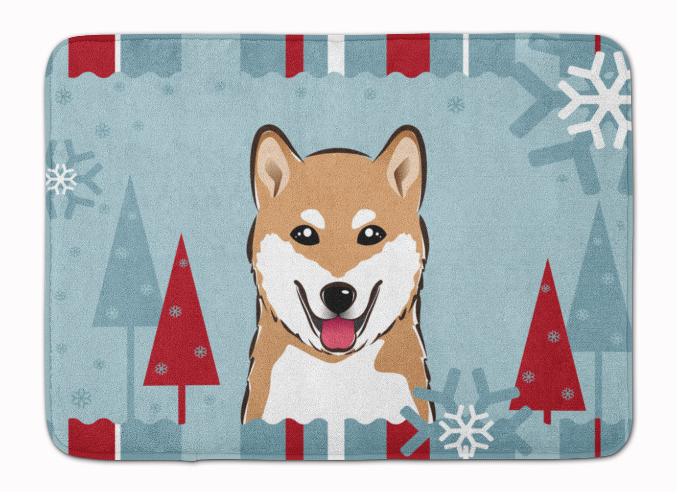 Winter Holiday Shiba Inu Machine Washable Memory Foam Mat BB1721RUG - the-store.com