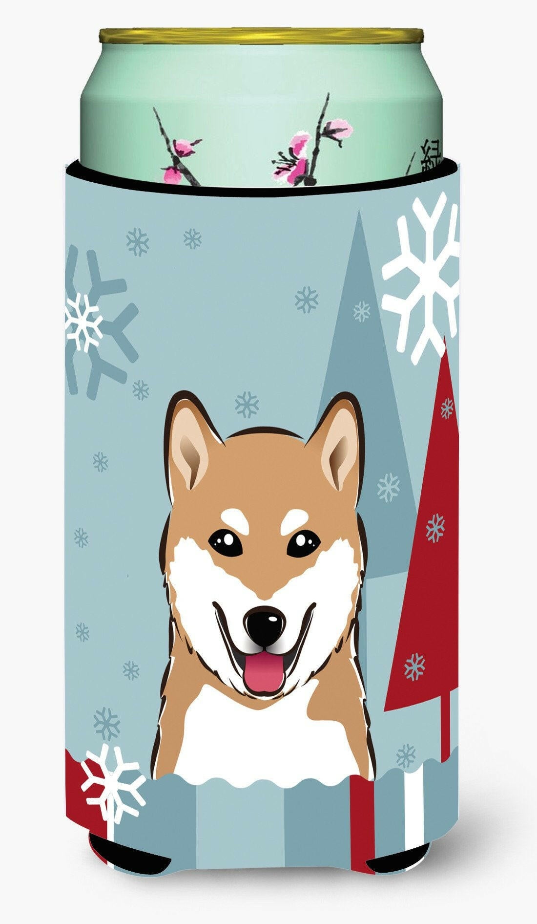 Winter Holiday Shiba Inu Tall Boy Beverage Insulator Hugger BB1721TBC by Caroline's Treasures