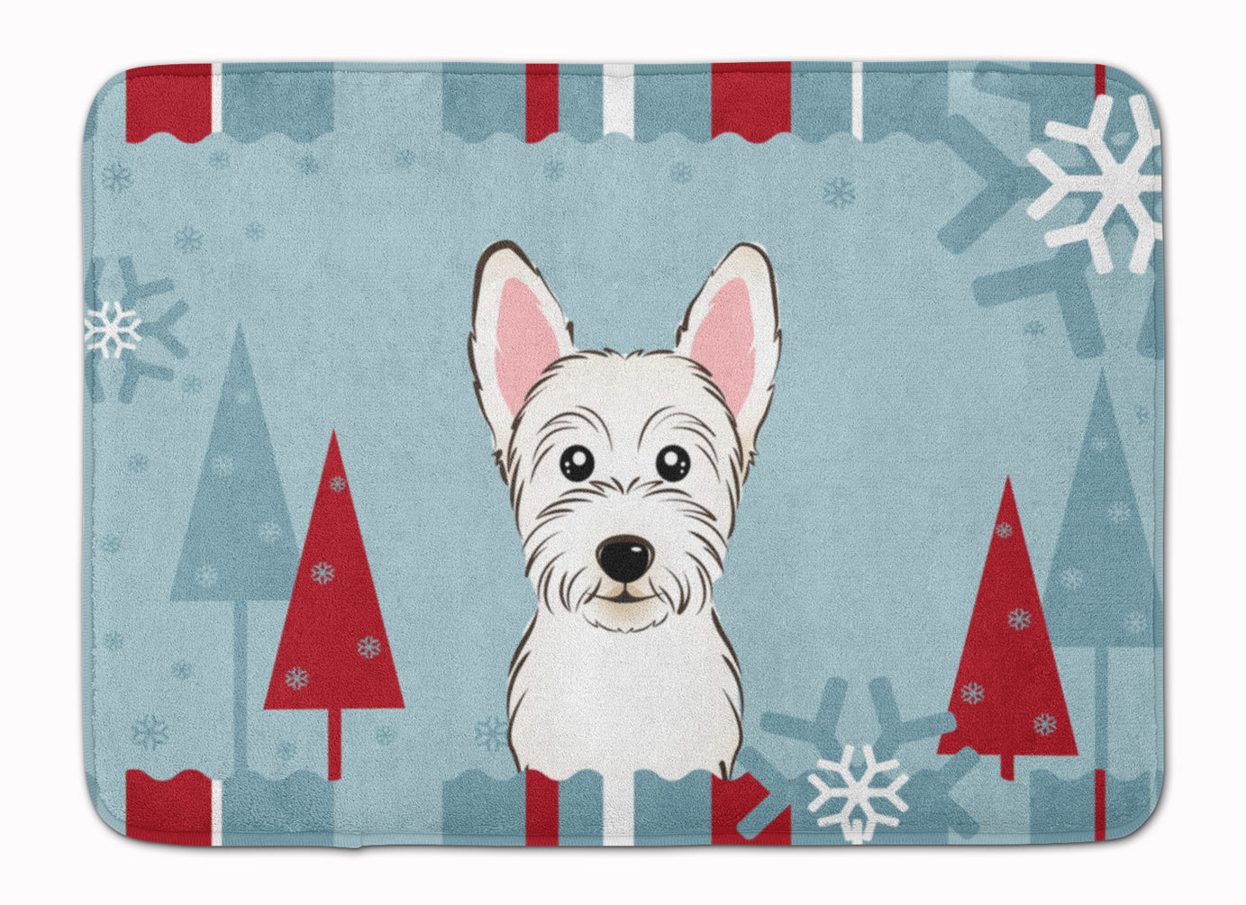 Winter Holiday Westie Machine Washable Memory Foam Mat BB1722RUG - the-store.com