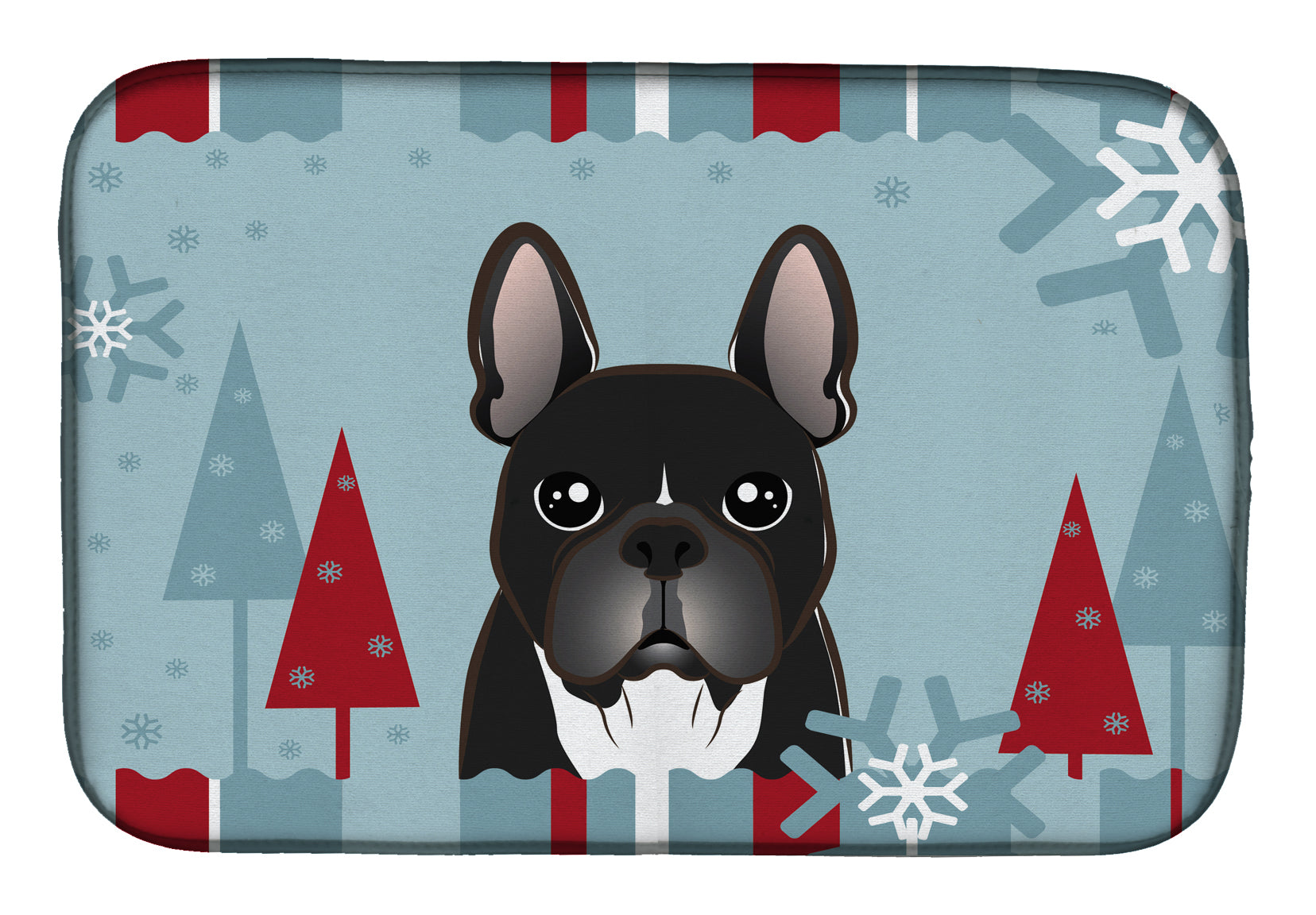 Winter Holiday French Bulldog Dish Drying Mat BB1723DDM  the-store.com.