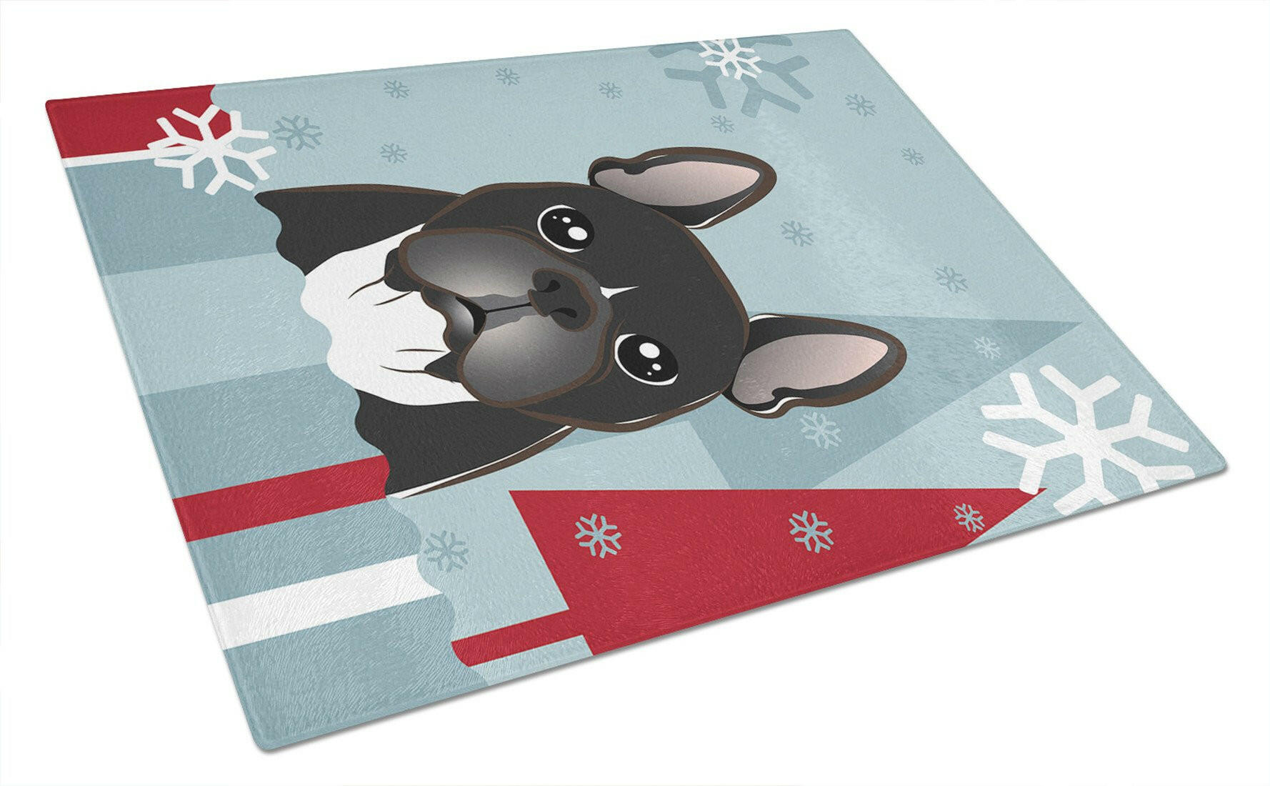 Winter Holiday French Bulldog Glass Cutting Board Large BB1723LCB by Caroline's Treasures