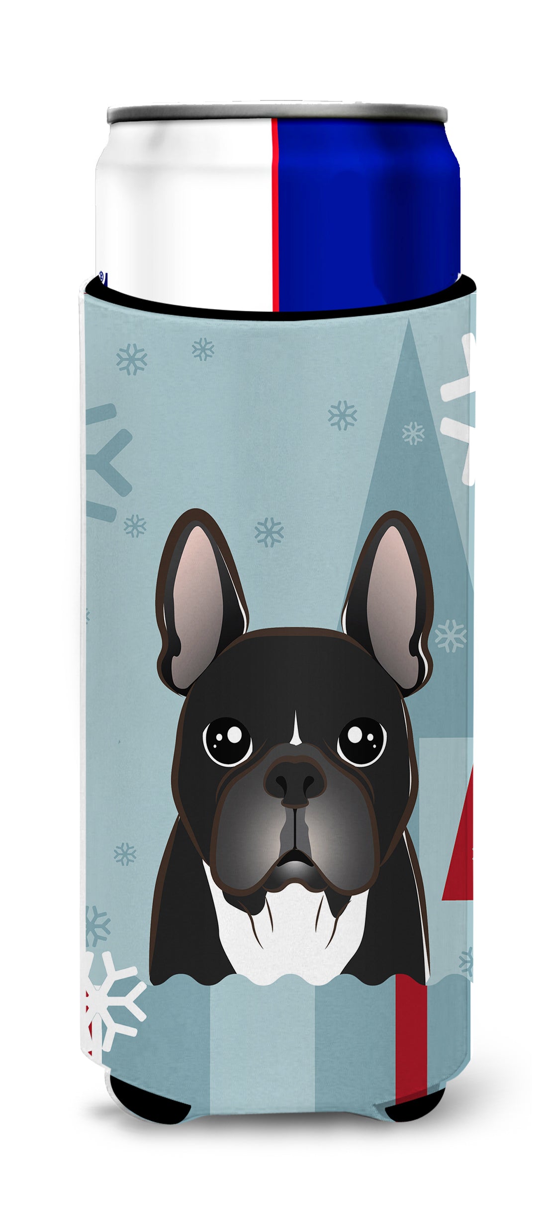 Winter Holiday French Bulldog Ultra Beverage Insulators for slim cans BB1723MUK  the-store.com.