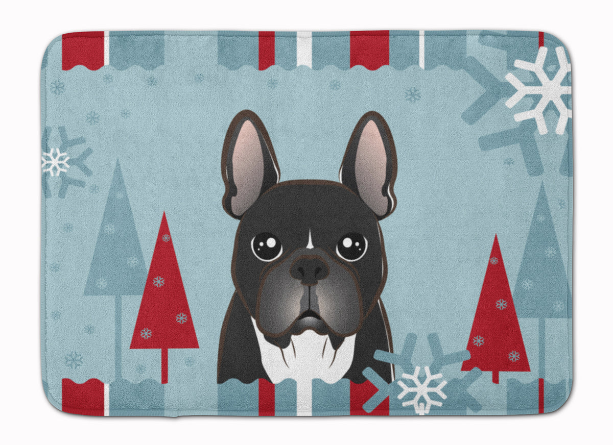 Winter Holiday French Bulldog Machine Washable Memory Foam Mat BB1723RUG - the-store.com