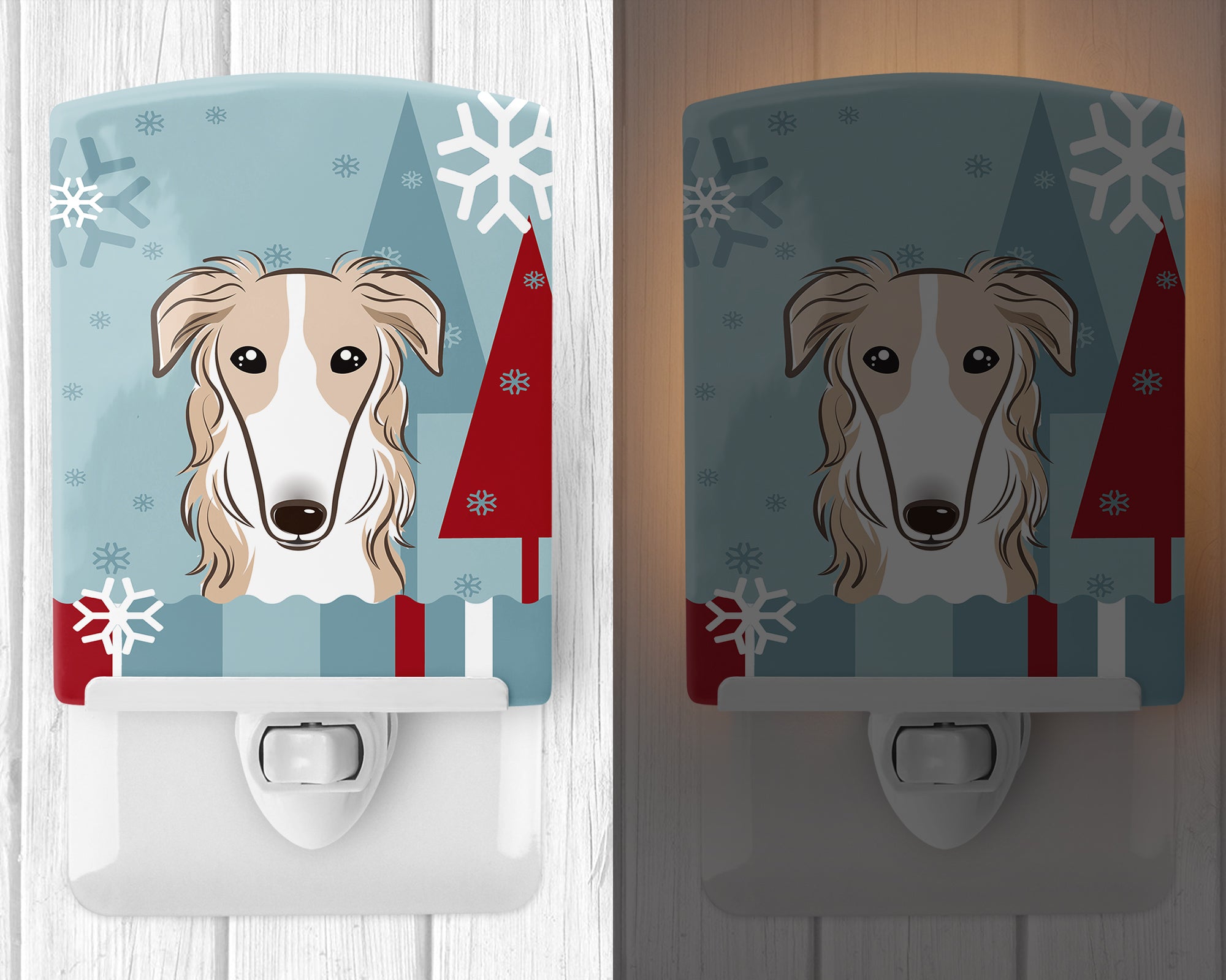 Winter Holiday Borzoi Ceramic Night Light BB1724CNL - the-store.com