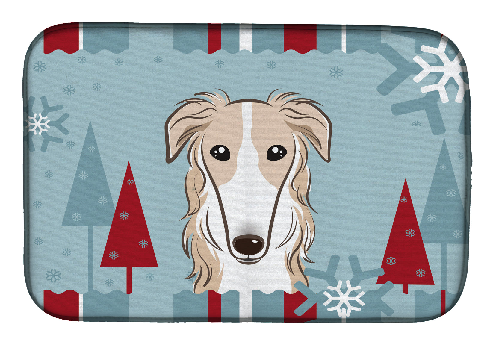 Winter Holiday Borzoi Dish Drying Mat BB1724DDM  the-store.com.