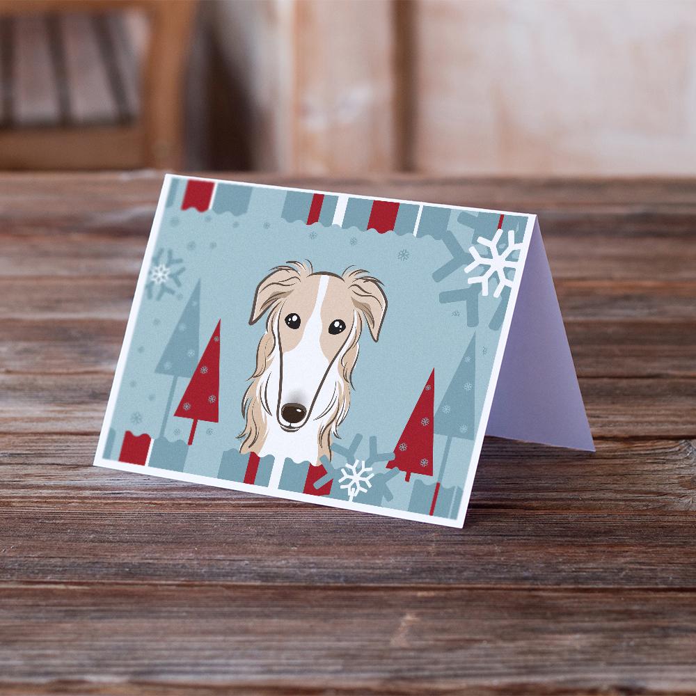 Buy this Winter Holiday Borzoi Greeting Cards and Envelopes Pack of 8