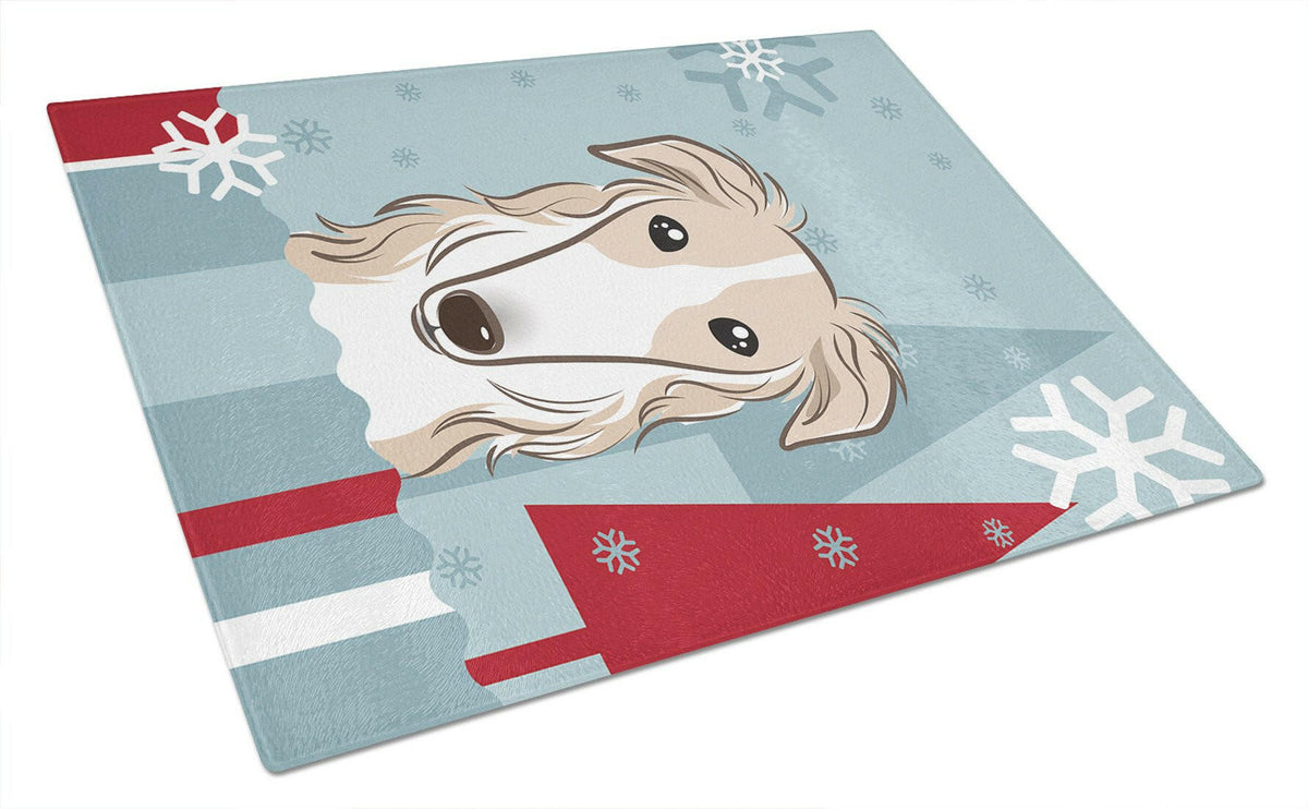 Winter Holiday Borzoi Glass Cutting Board Large BB1724LCB by Caroline&#39;s Treasures