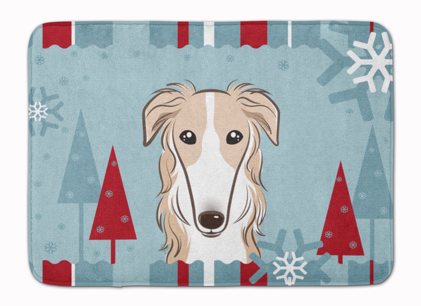 Winter Holiday Borzoi Machine Washable Memory Foam Mat BB1724RUG - the-store.com