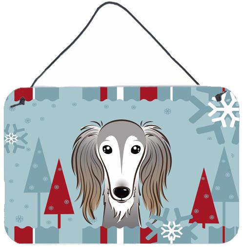 Winter Holiday Saluki Wall or Door Hanging Prints BB1725DS812 by Caroline&#39;s Treasures