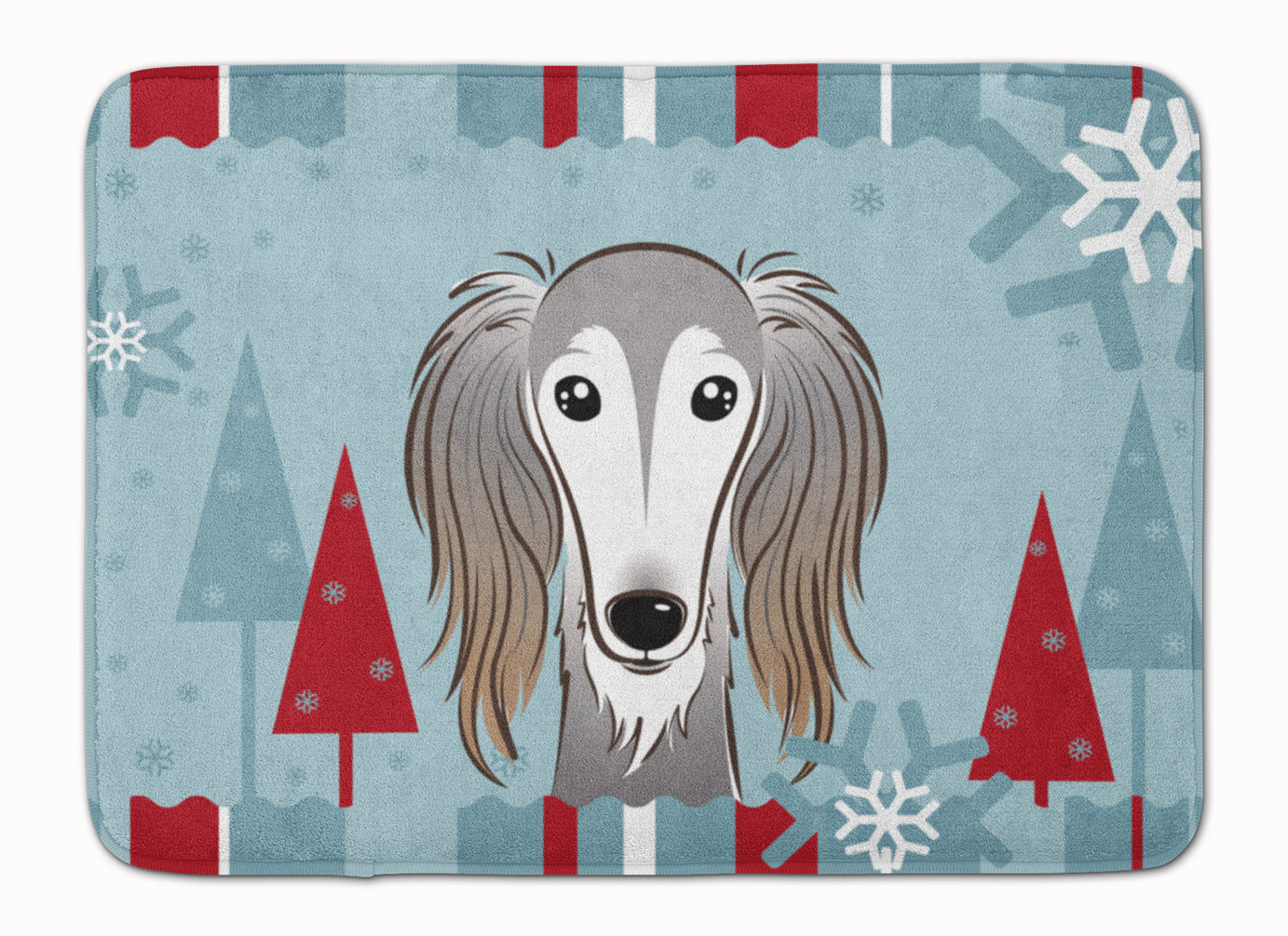 Winter Holiday Saluki Machine Washable Memory Foam Mat BB1725RUG - the-store.com