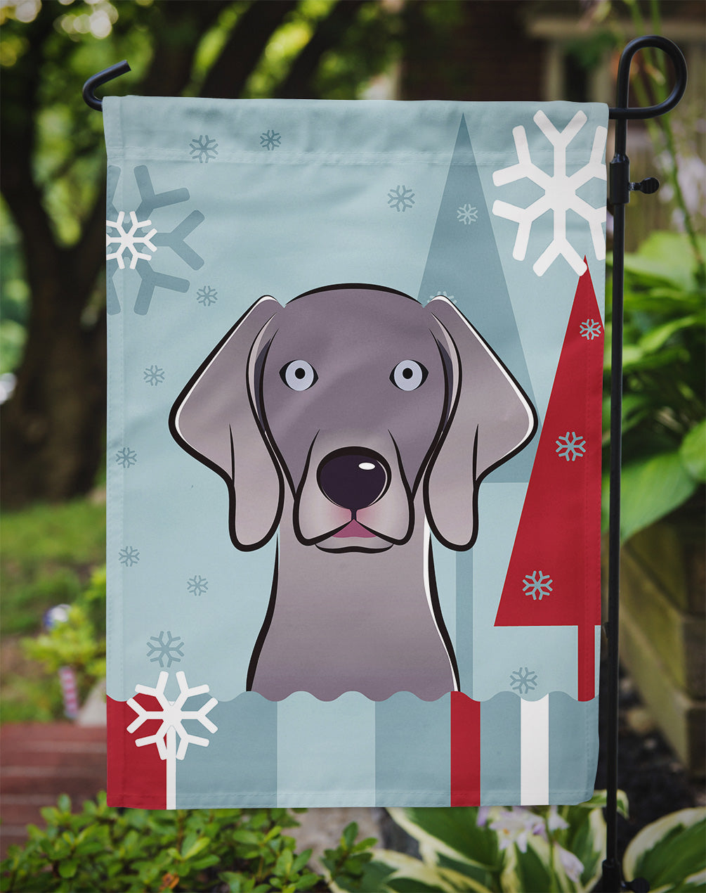 Winter Holiday Weimaraner Flag Garden Size BB1727GF.