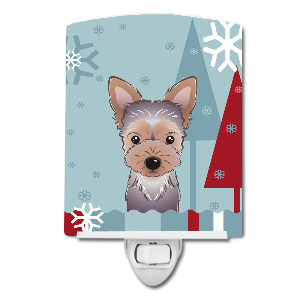 Winter Holiday Yorkie Puppy Ceramic Night Light BB1728CNL - the-store.com