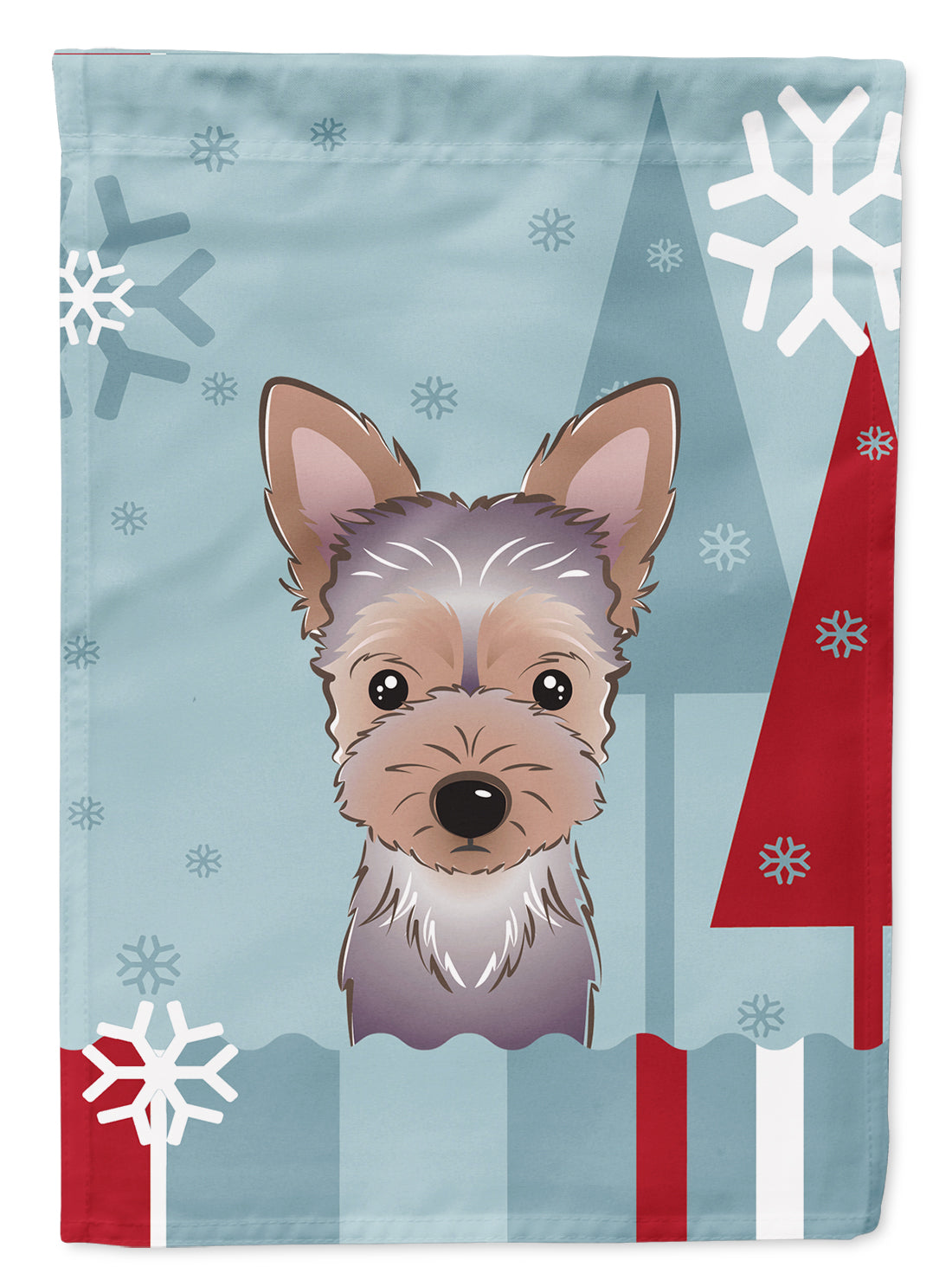 Winter Holiday Yorkie Puppy Flag Garden Size BB1728GF.