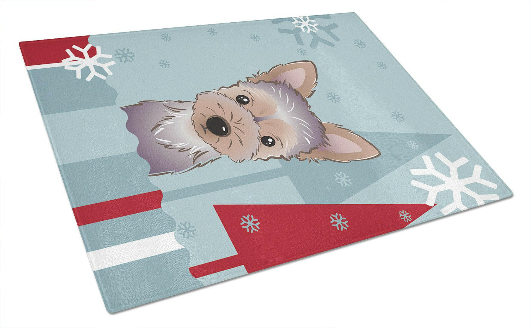 Winter Holiday Yorkie Puppy Glass Cutting Board Large BB1728LCB by Caroline's Treasures