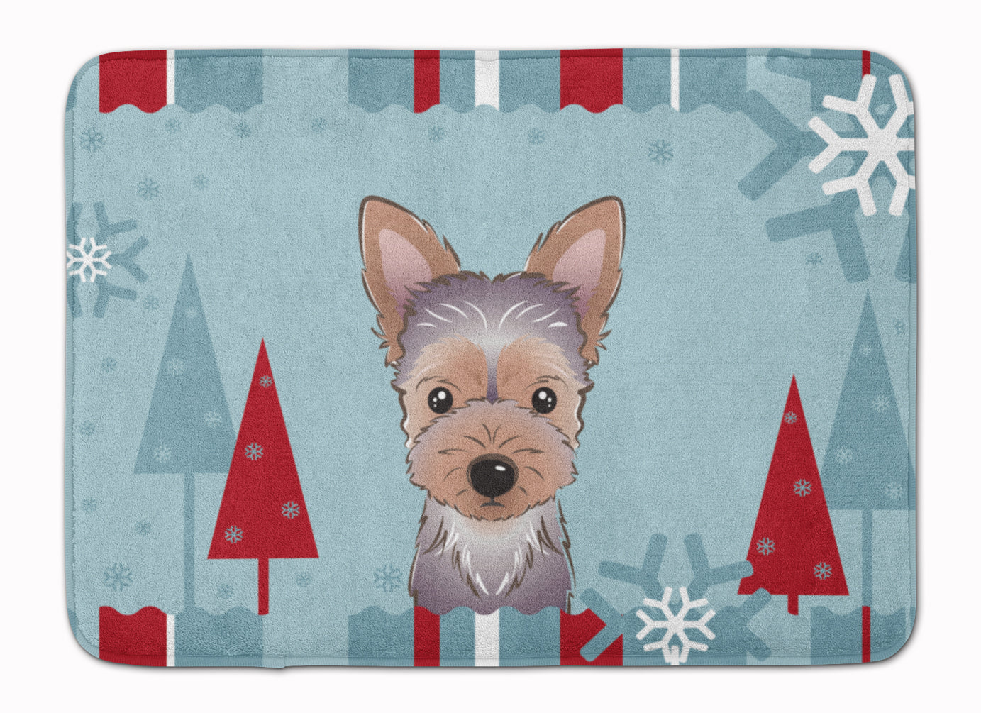 Winter Holiday Yorkie Puppy Machine Washable Memory Foam Mat BB1728RUG - the-store.com