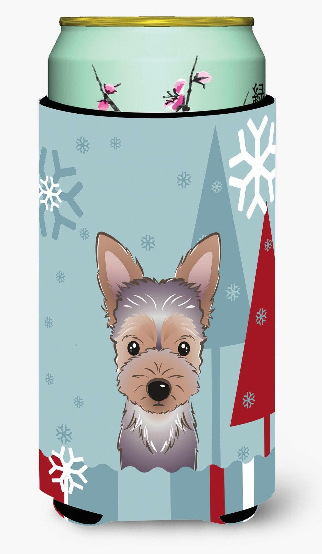 Winter Holiday Yorkie Puppy Tall Boy Beverage Insulator Hugger BB1728TBC by Caroline's Treasures