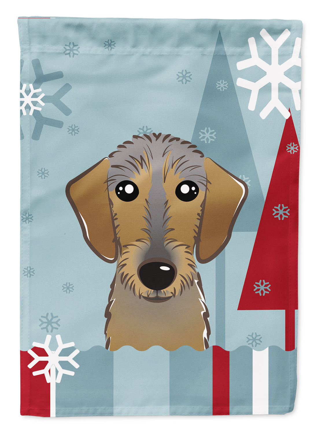 Winter Holiday Wirehaired Dachshund Flag Garden Size BB1729GF.