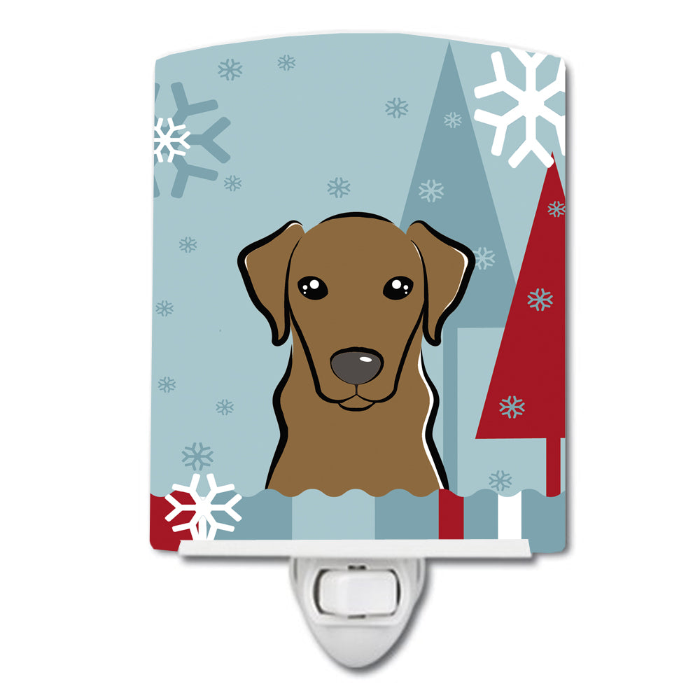 Winter Holiday Chocolate Labrador Ceramic Night Light BB1730CNL - the-store.com