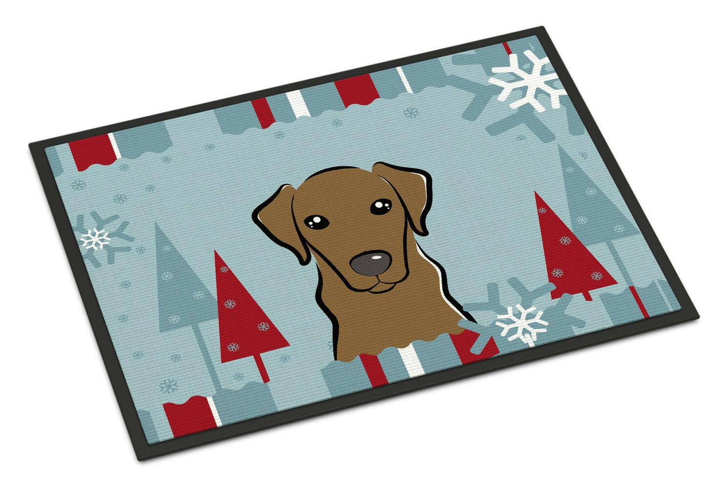 Winter Holiday Chocolate Labrador Indoor or Outdoor Mat 24x36 BB1730JMAT - the-store.com