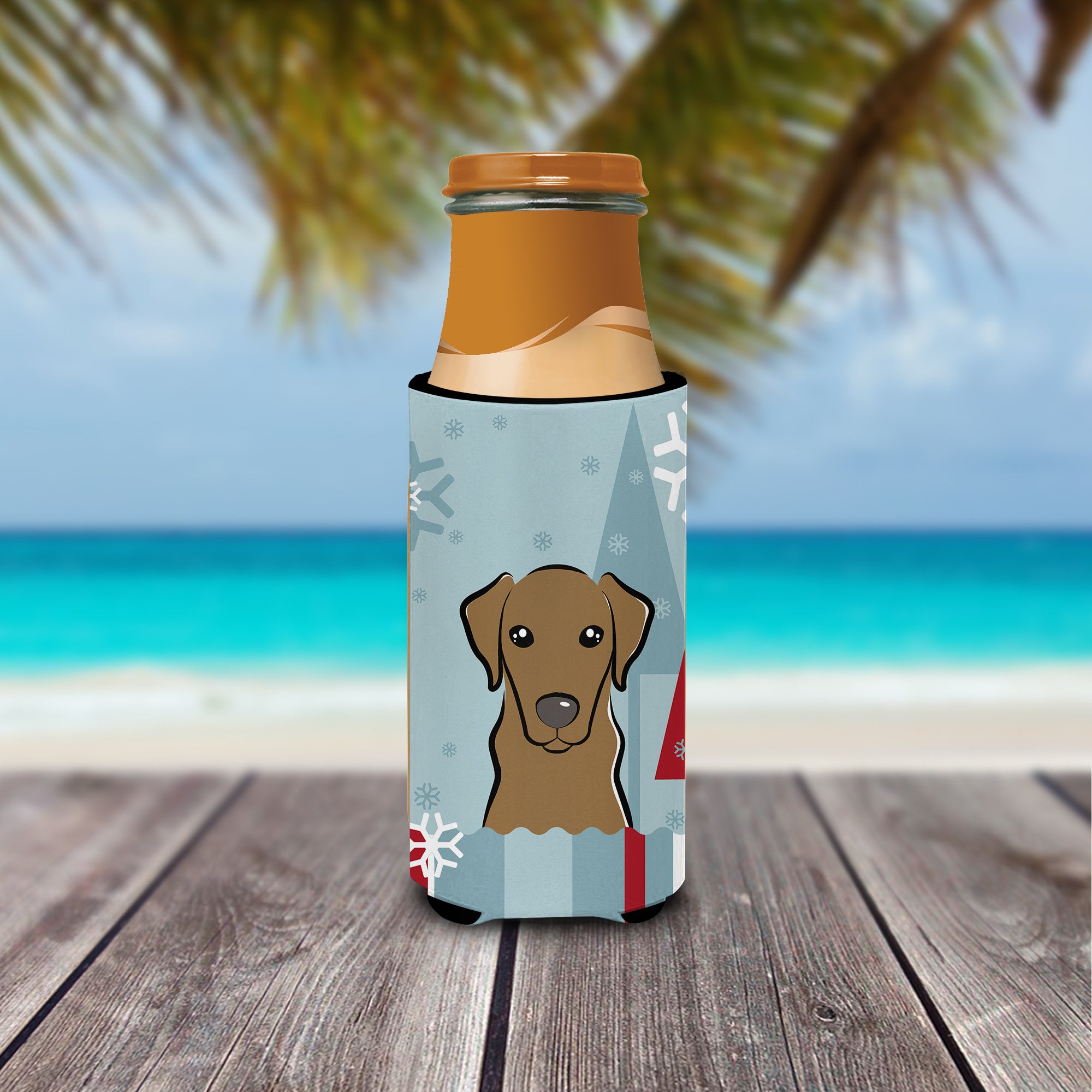 Winter Holiday Chocolate Labrador Ultra Beverage Insulators for slim cans BB1730MUK  the-store.com.