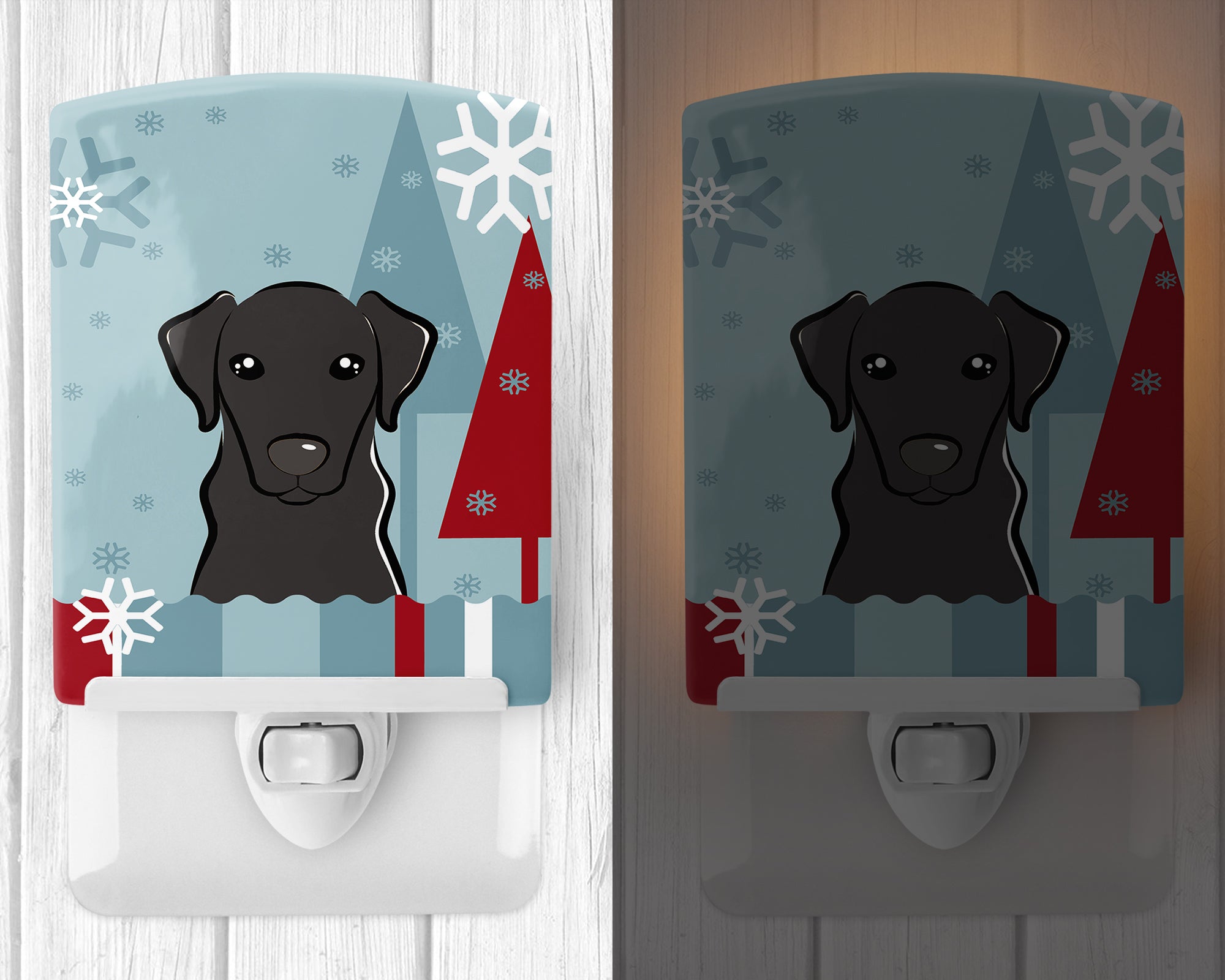 Winter Holiday Black Labrador Ceramic Night Light BB1731CNL - the-store.com