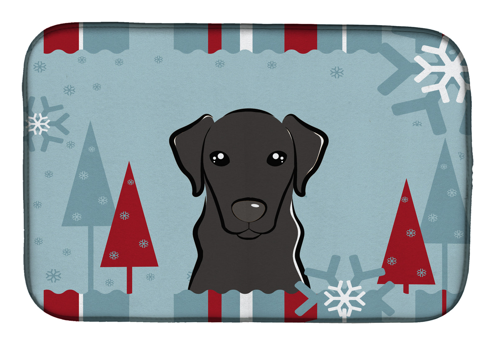 Winter Holiday Black Labrador Dish Drying Mat BB1731DDM  the-store.com.