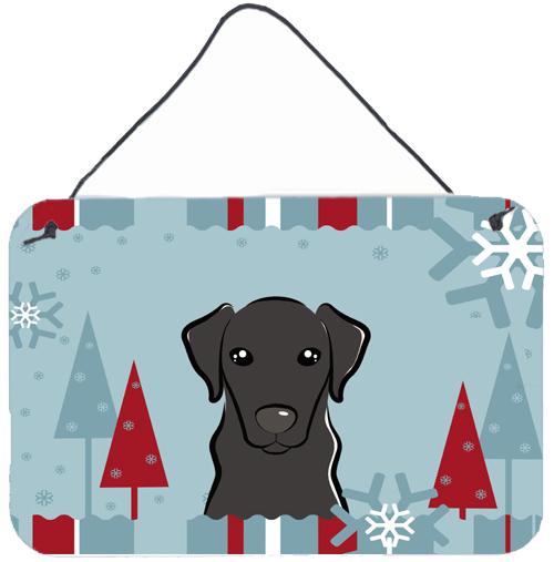 Winter Holiday Black Labrador Wall or Door Hanging Prints BB1731DS812 by Caroline's Treasures