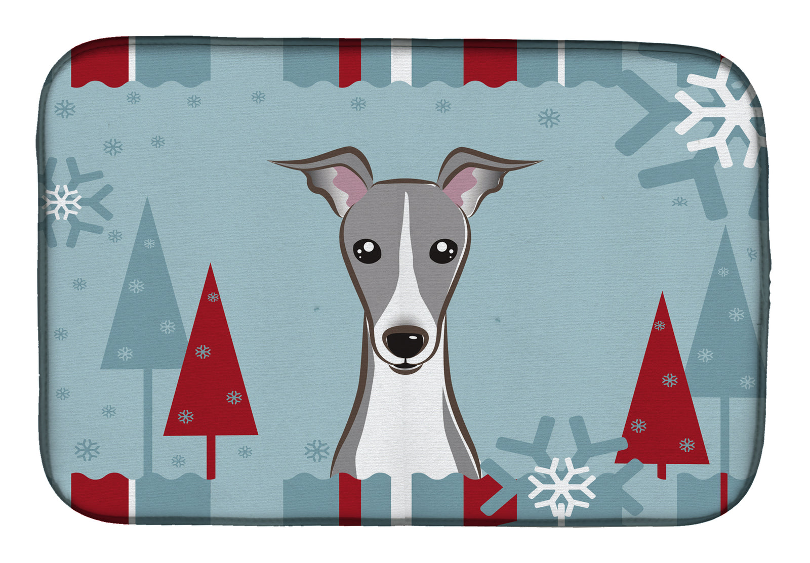 Winter Holiday Italian Greyhound Dish Drying Mat BB1732DDM  the-store.com.