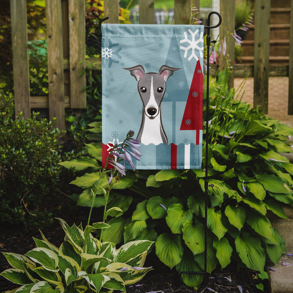 Winter Holiday Italian Greyhound Flag Garden Size BB1732GF.