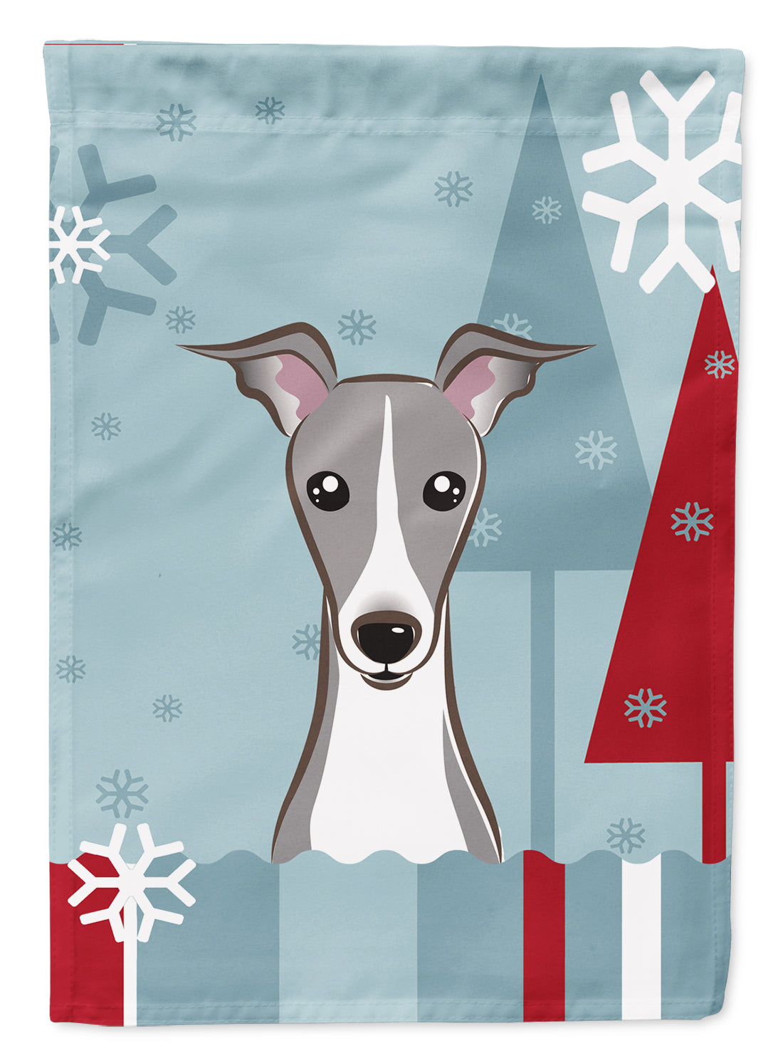 Winter Holiday Italian Greyhound Flag Garden Size BB1732GF.